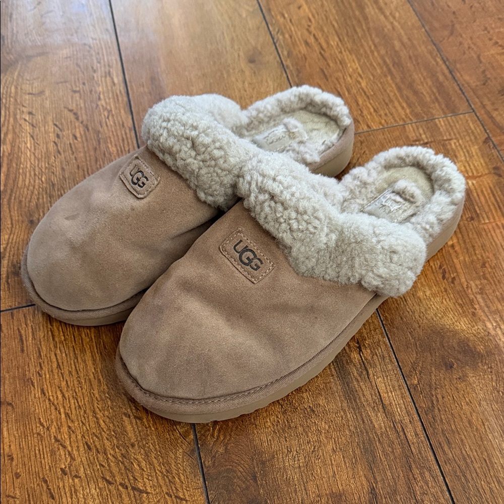 UGG Chestnut Suede Slippers with Plush Lining